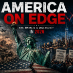 America on Edge 2026 cover showing geopolitical tension, economic uncertainty, and national unrest