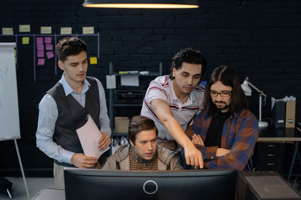 Technology & Innovation: Emerging Trends and AI Tools modern tech innovators analyze artificial intelligence breakthroughs and cloud computing software tools.